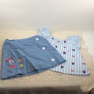 New girls Disney Minnie Mouse top & skort lg 10/12